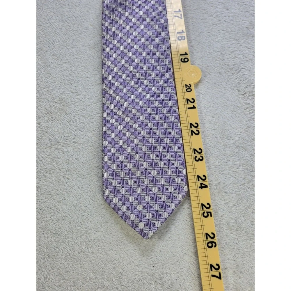 Class Club Silk Tie Purple Geometric Pattern Necktie Formal Wedding Prom